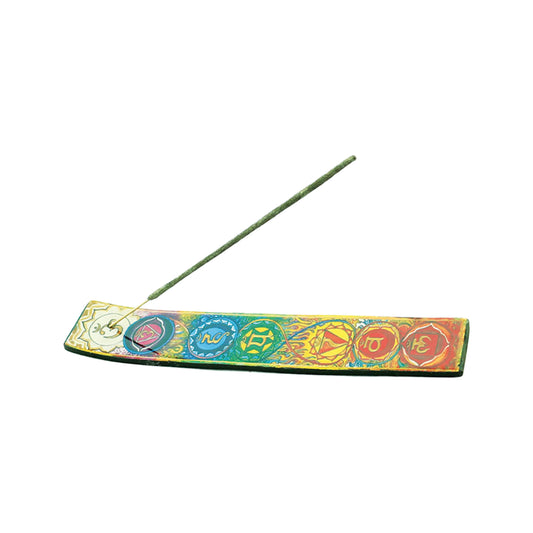 7 Chakras Wooden Incense Stick Burner 11" Ashcatcher