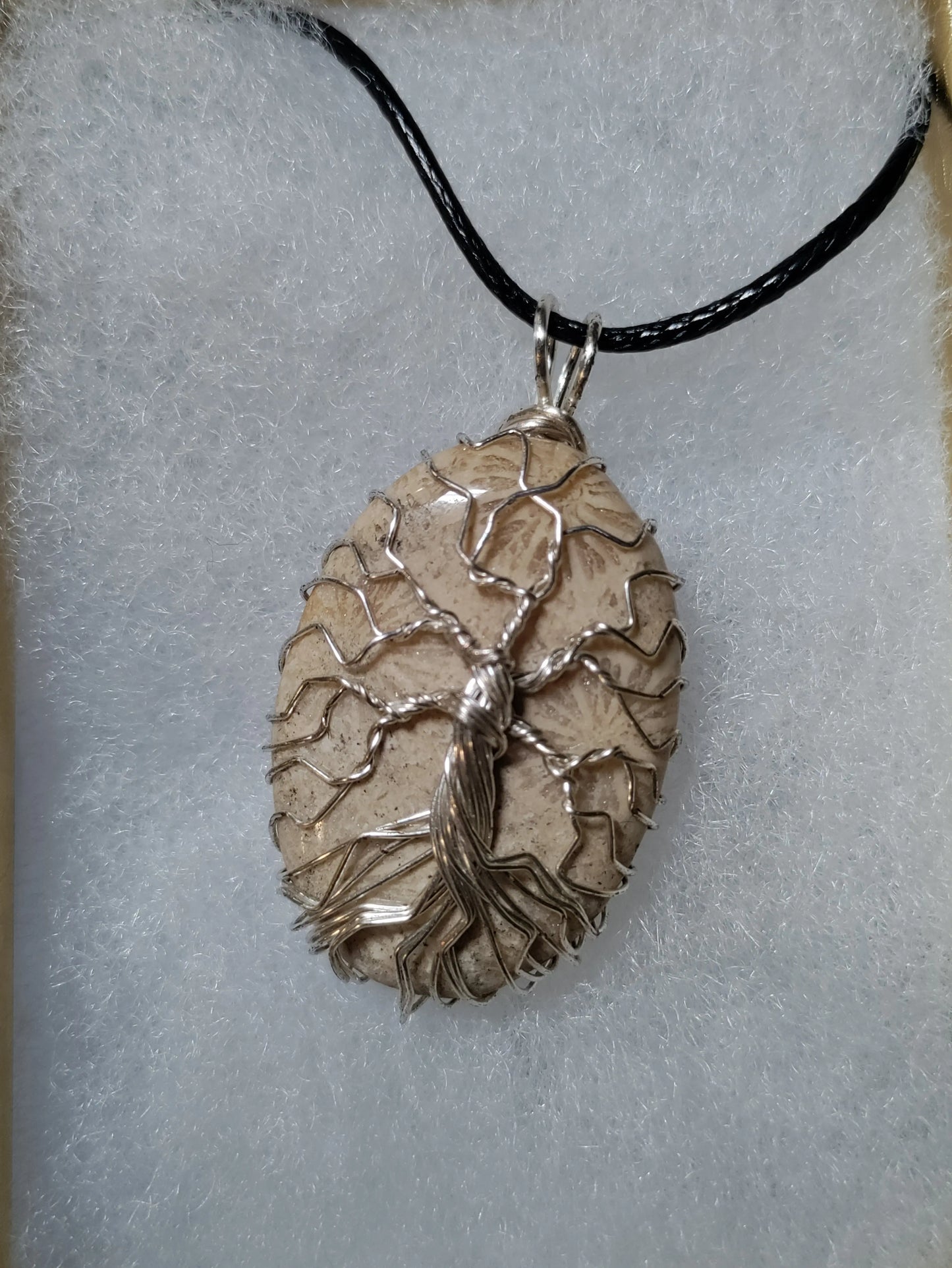 Tree Of Life Necklace - Silver Fossilized Coral