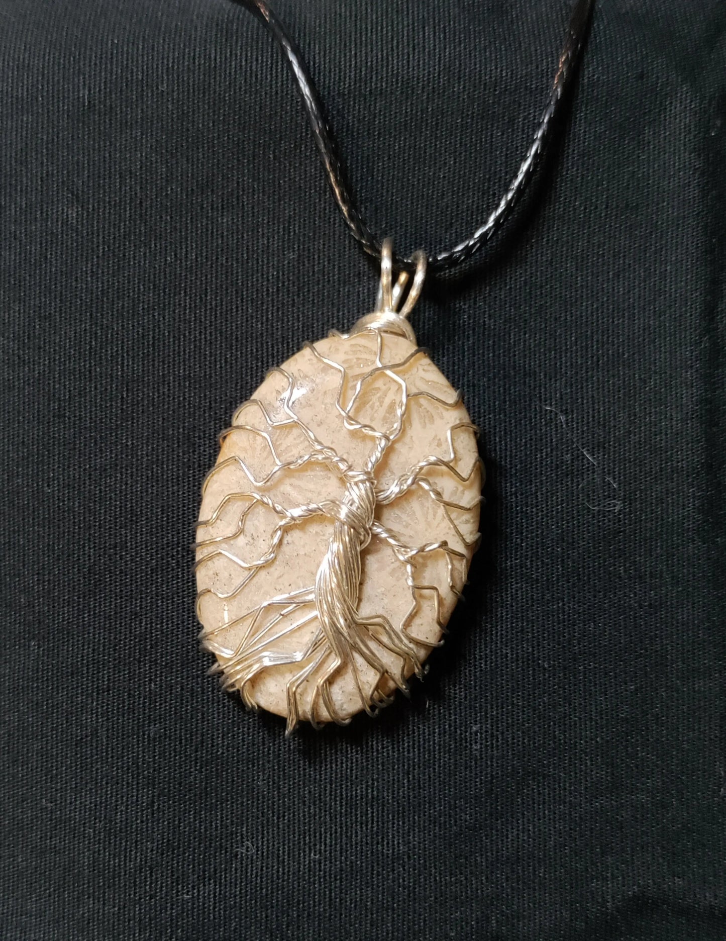Tree Of Life Necklace - Silver Fossilized Coral