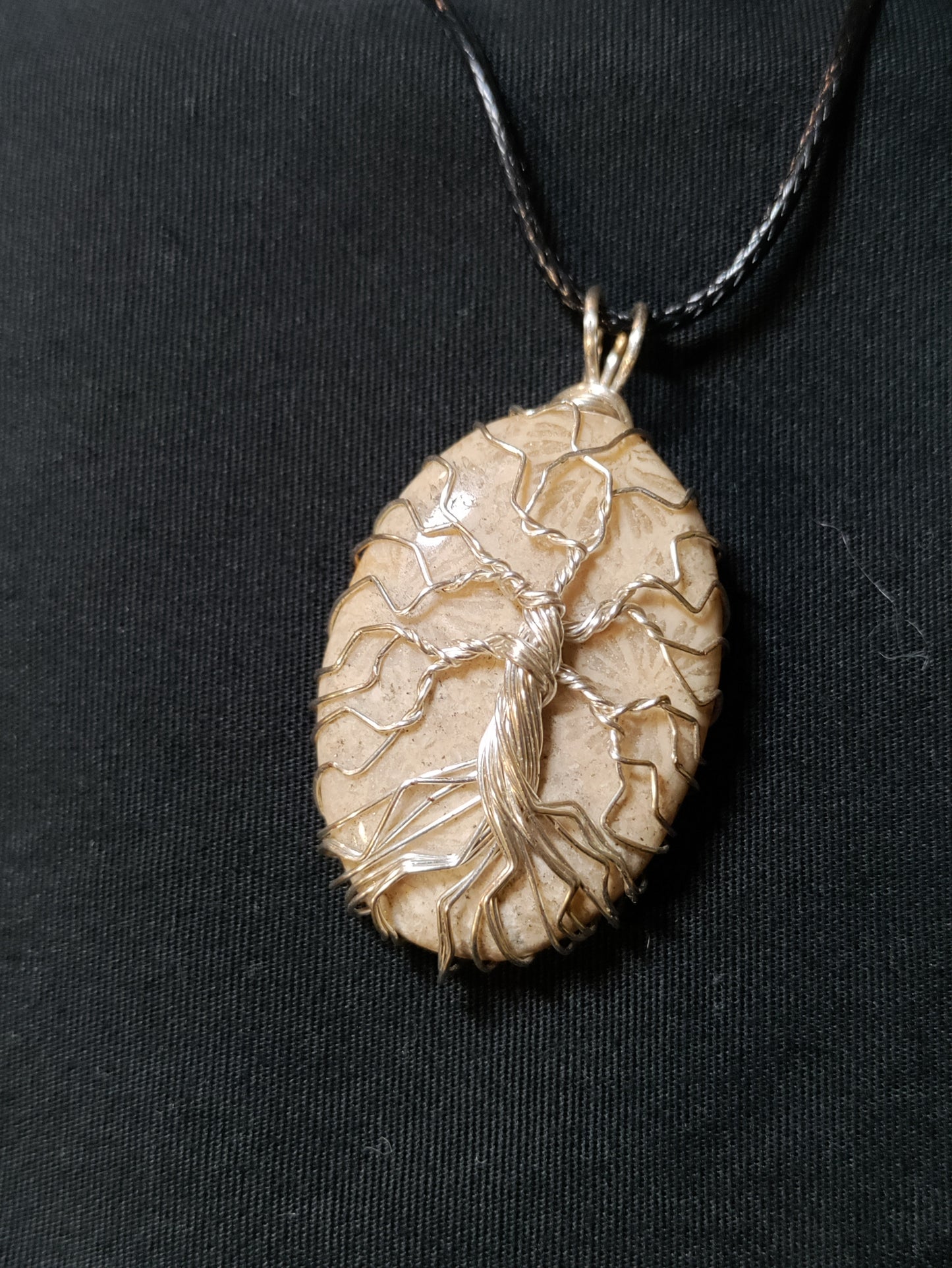 Tree Of Life Necklace - Silver Fossilized Coral