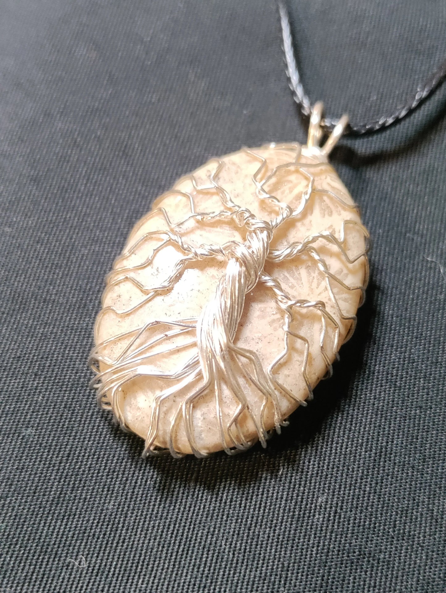 Tree Of Life Necklace - Silver Fossilized Coral
