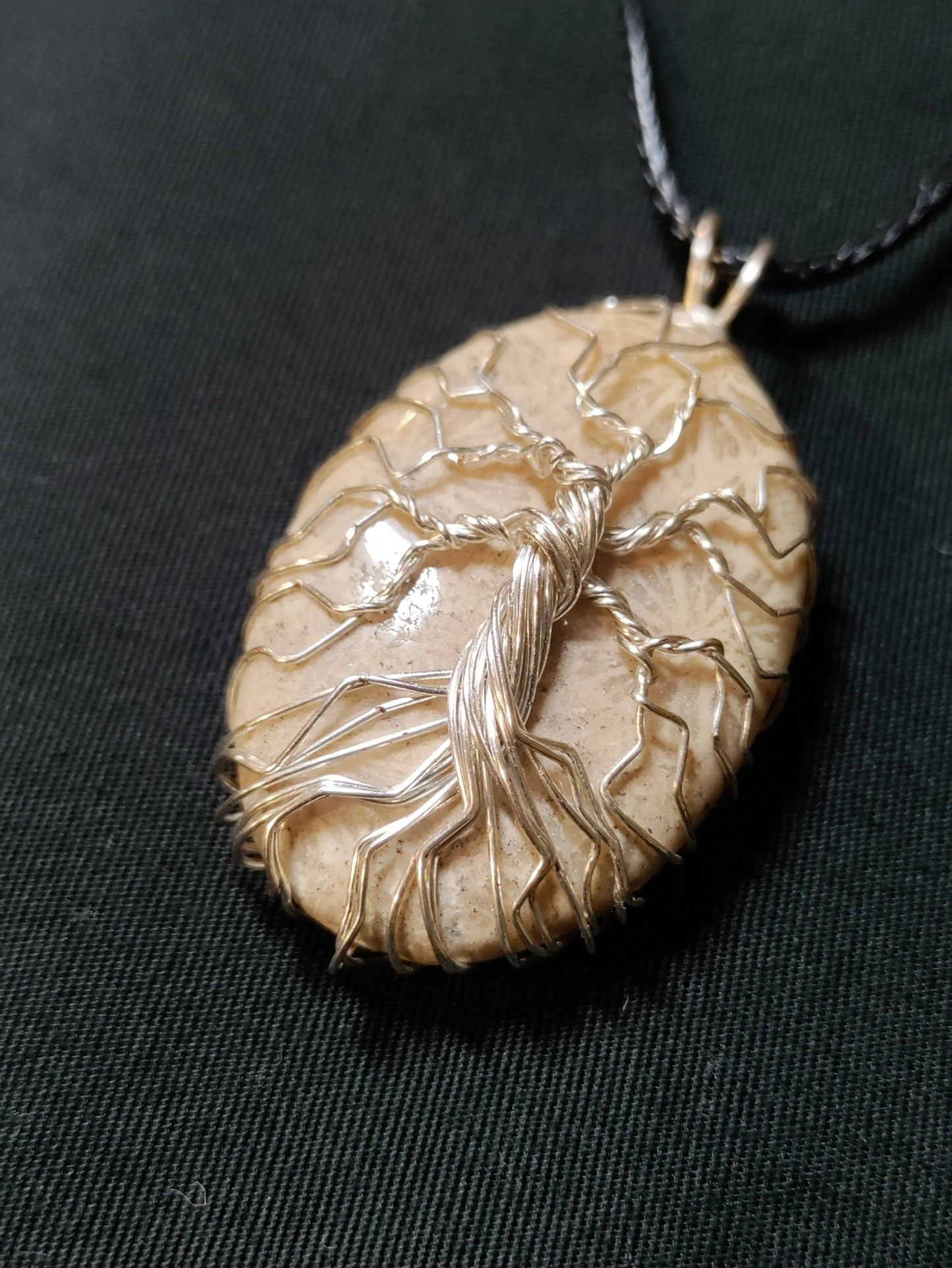 Tree Of Life Necklace - Silver Fossilized Coral