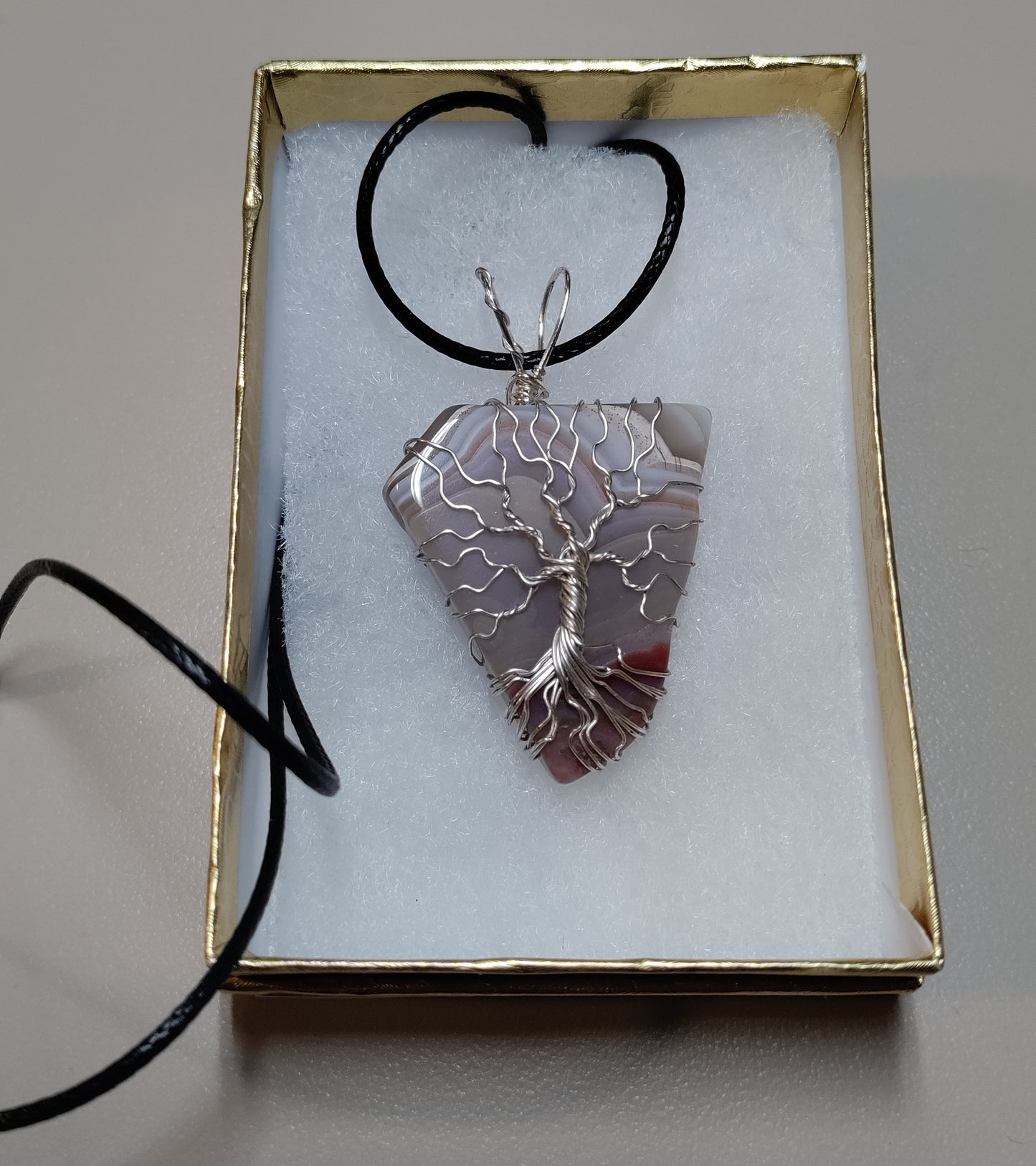 Tree Of Life Necklace - Crazy Lace Agate & Silver