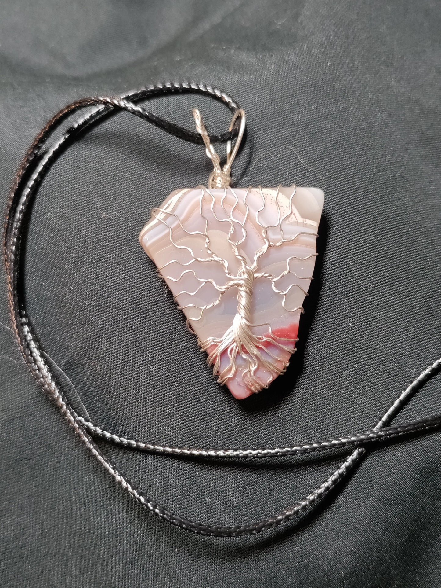 Tree Of Life Necklace - Crazy Lace Agate & Silver