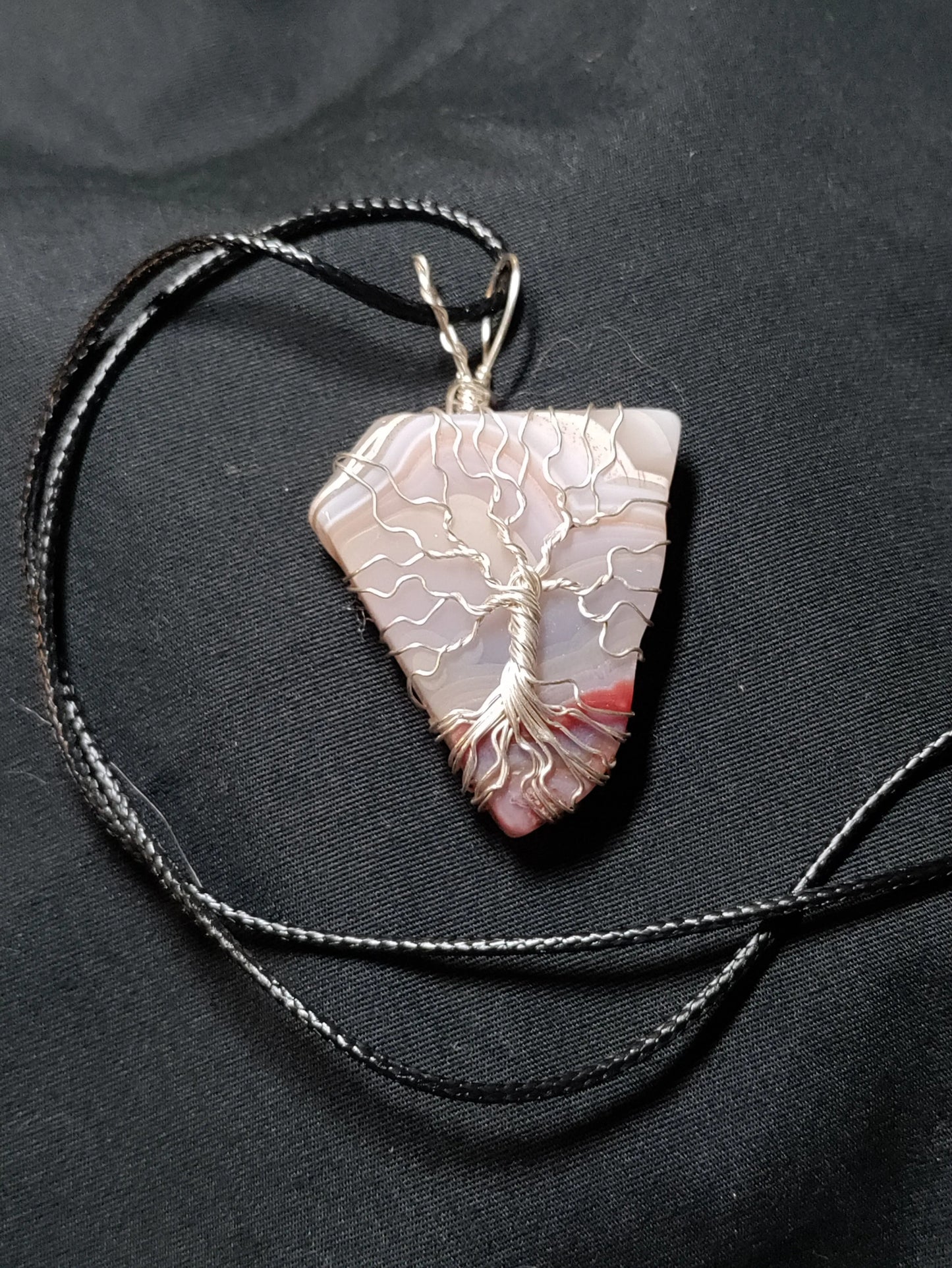 Tree Of Life Necklace - Crazy Lace Agate & Silver