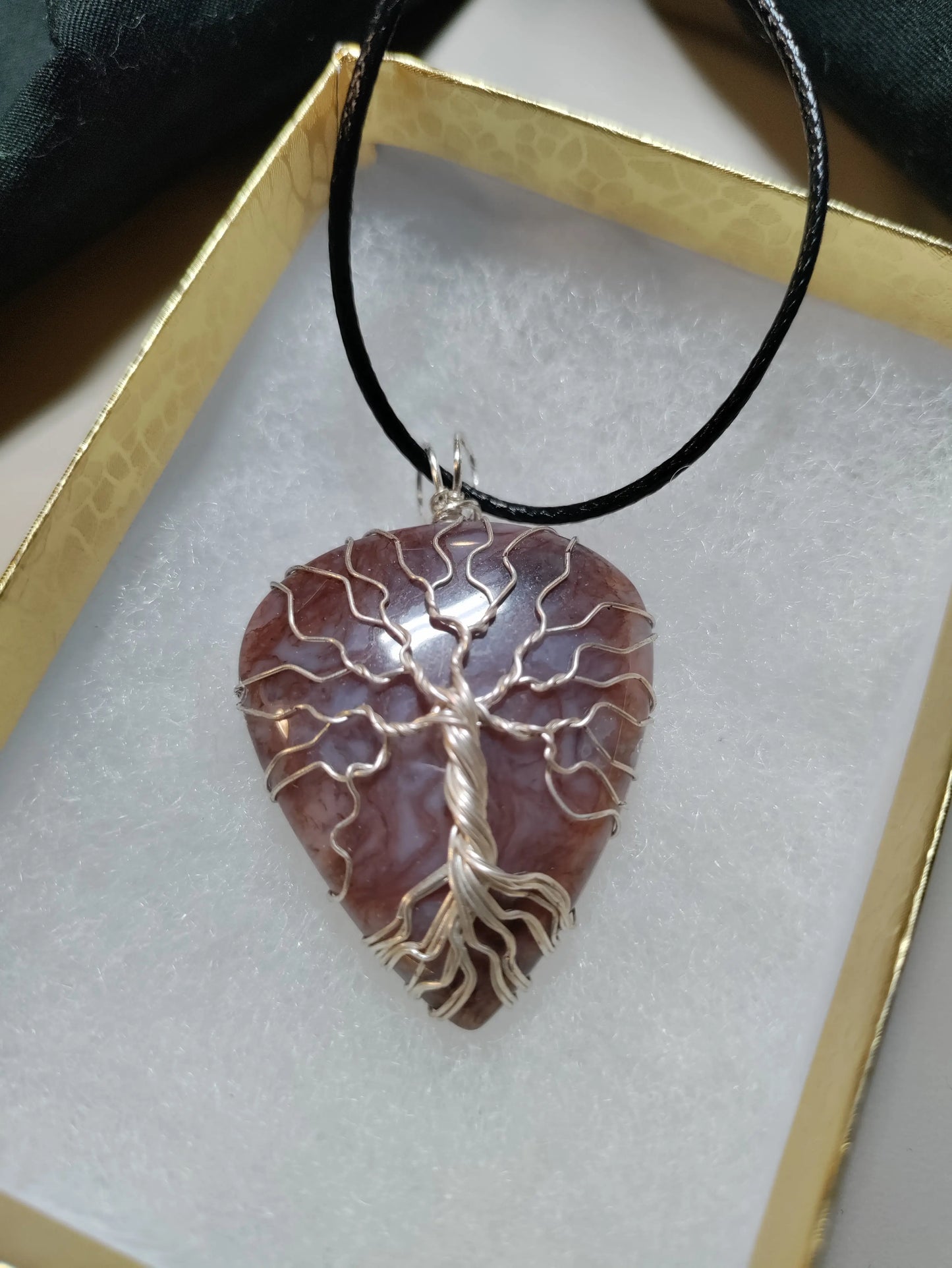 Tree Of Life Necklace - Red Moss Agate & Silver
