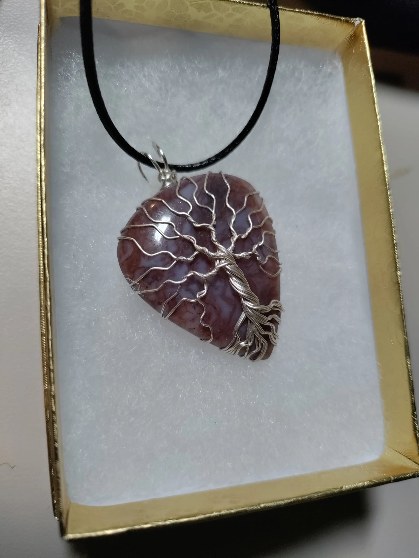 Tree Of Life Necklace - Red Moss Agate & Silver
