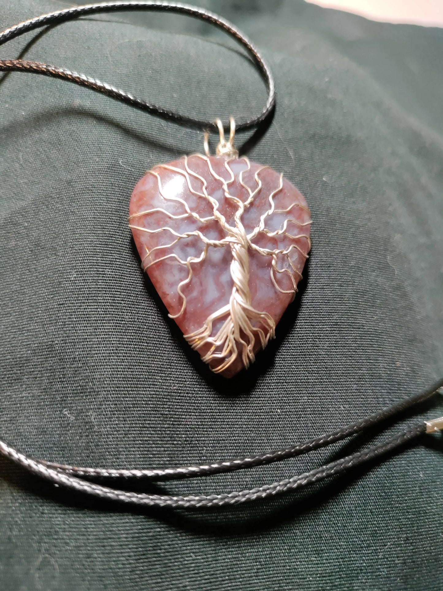 Tree Of Life Necklace - Red Moss Agate & Silver