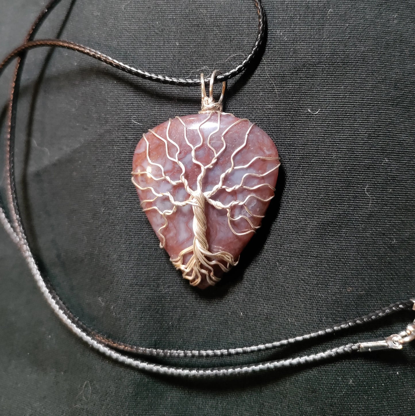 Tree Of Life Necklace - Red Moss Agate & Silver