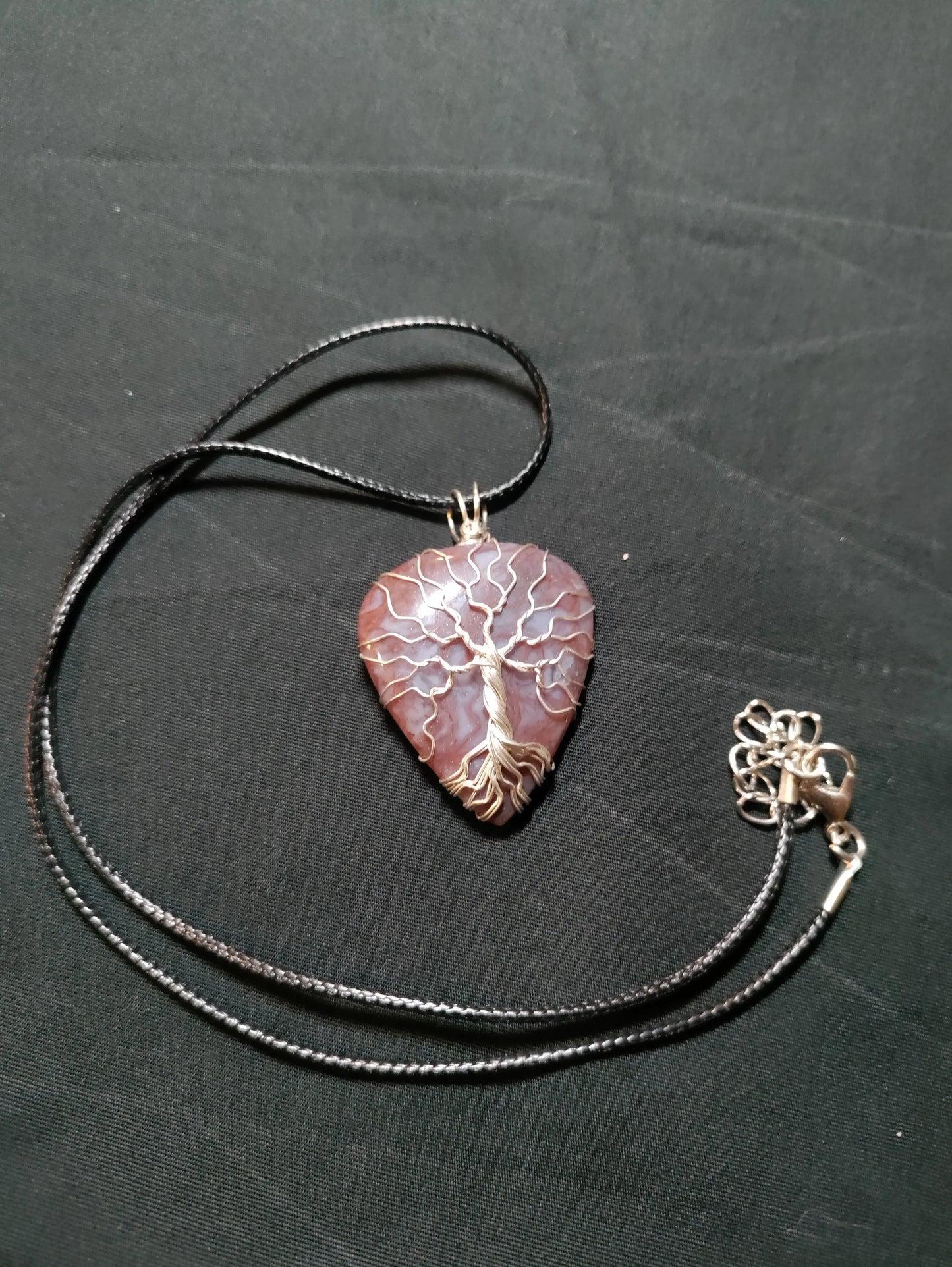 Tree Of Life Necklace - Red Moss Agate & Silver