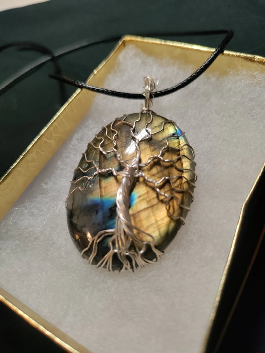 Tree Of Life Necklace - Labradorite  & Silver