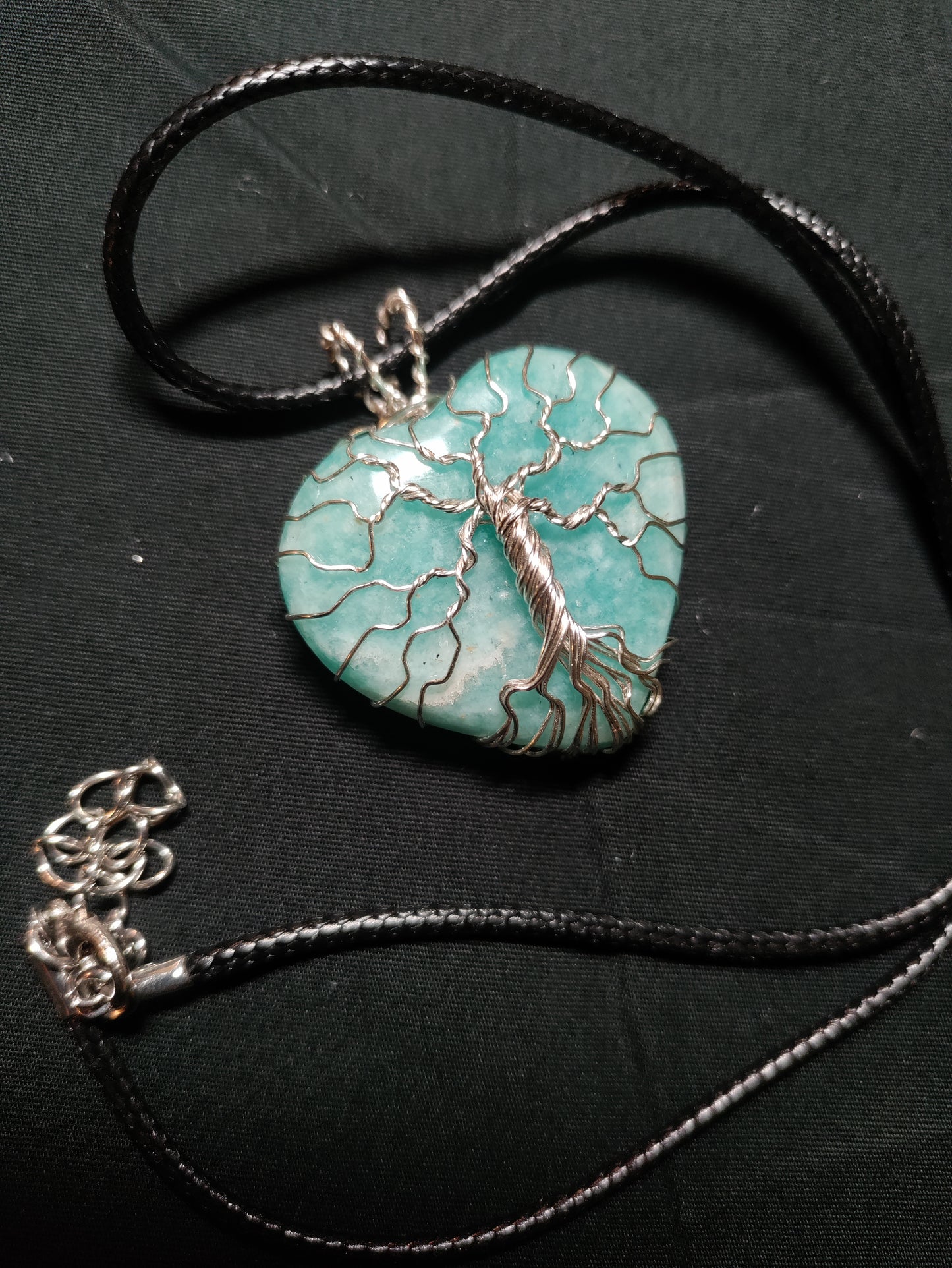 Tree Of Life Necklace - Amazonite Heart & Silver