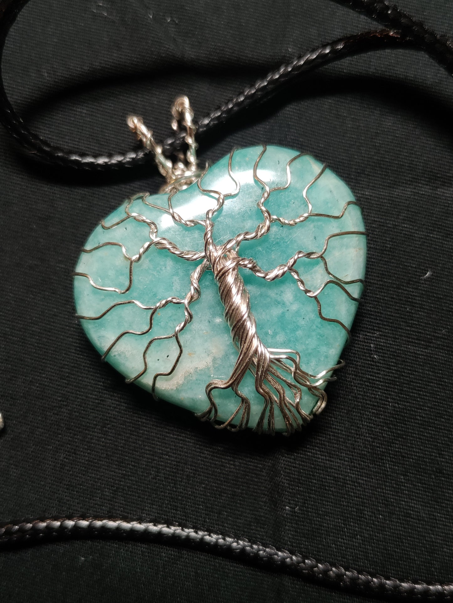 Tree Of Life Necklace - Amazonite Heart & Silver