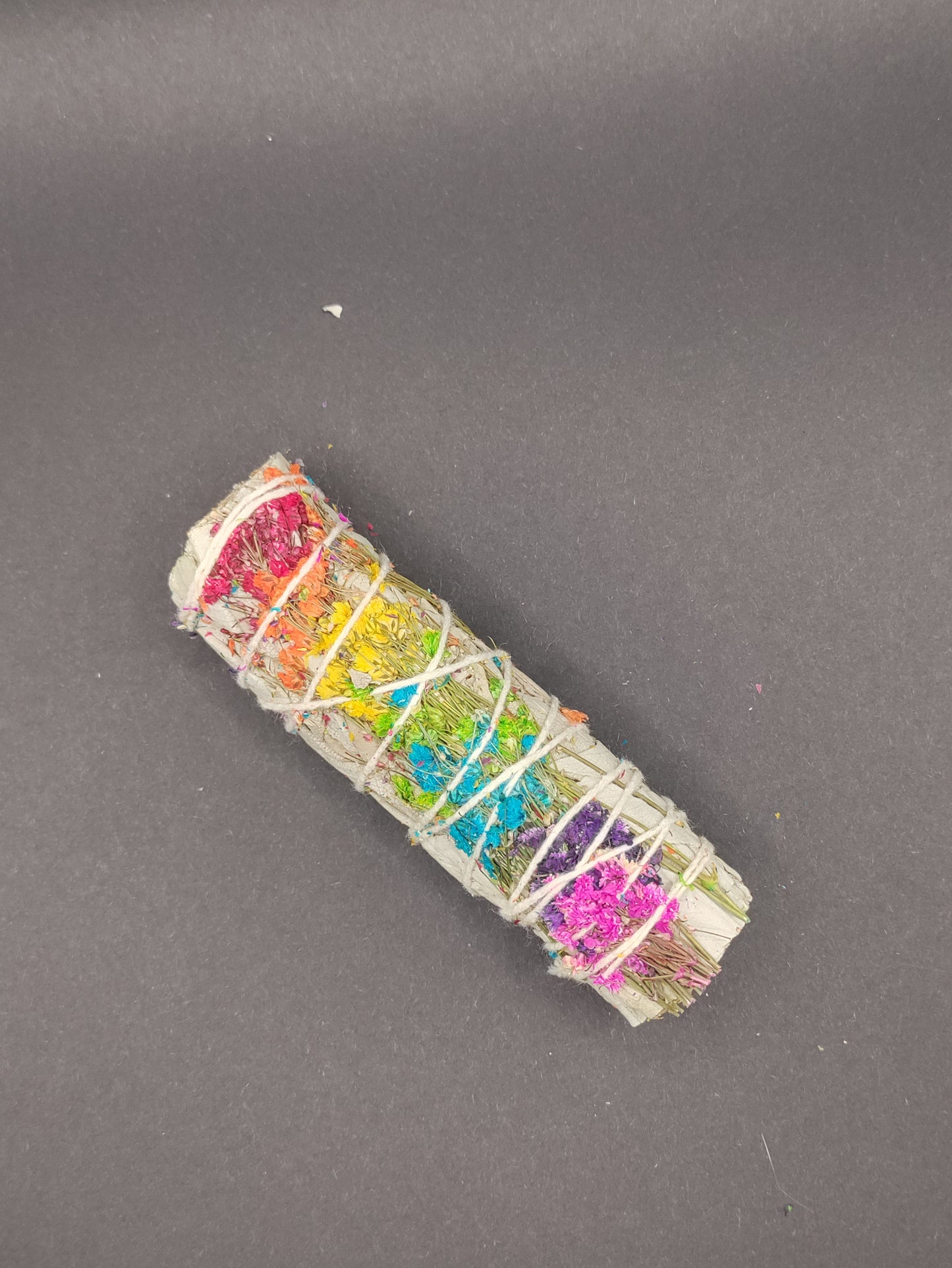 Energy Wheel Rainbow Floral White Sage 4" Smudge Sticks