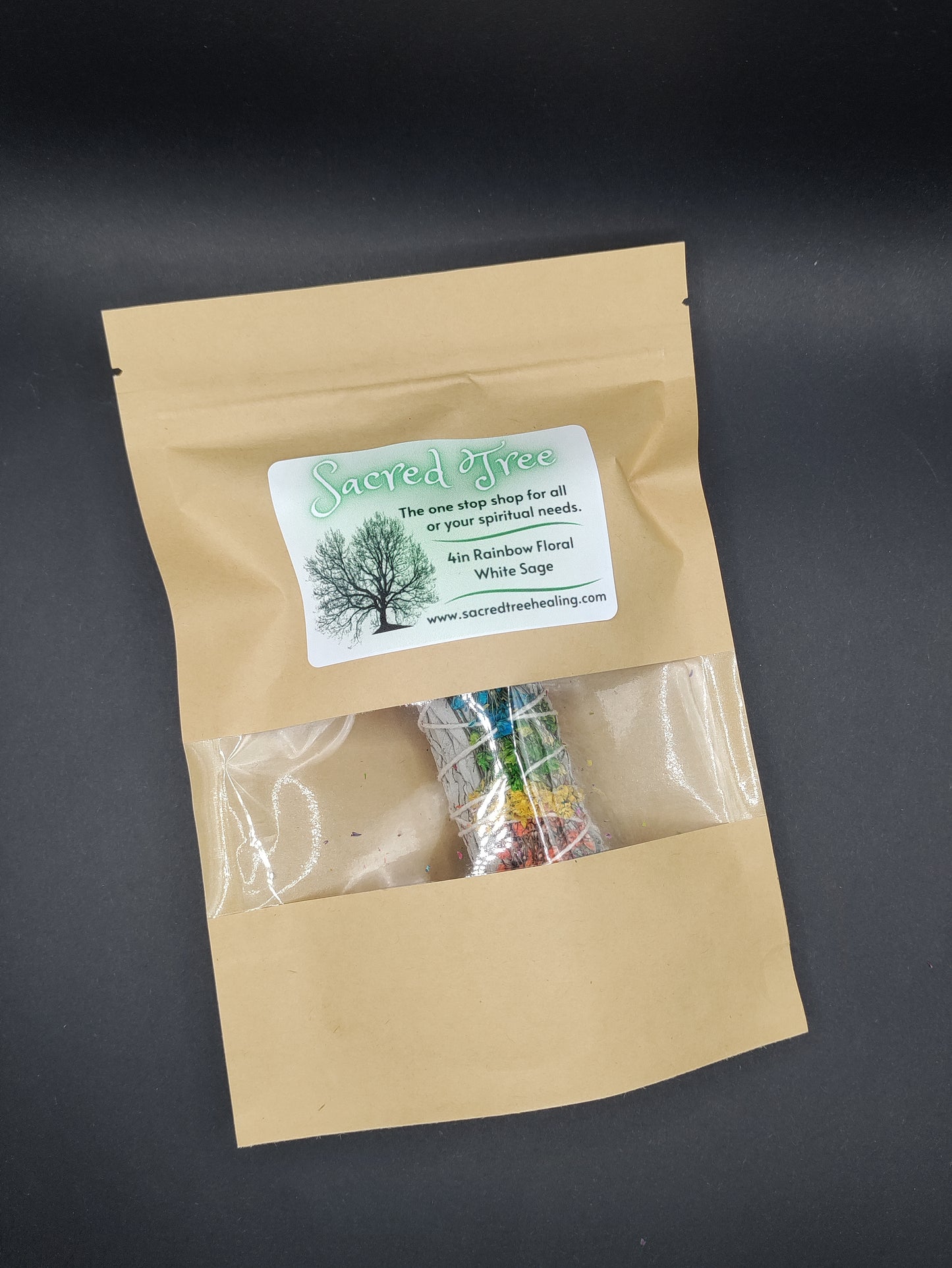 Energy Wheel Rainbow Floral White Sage 4" Smudge Sticks