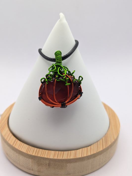 Carnelian Pumpkin Halloween Necklace