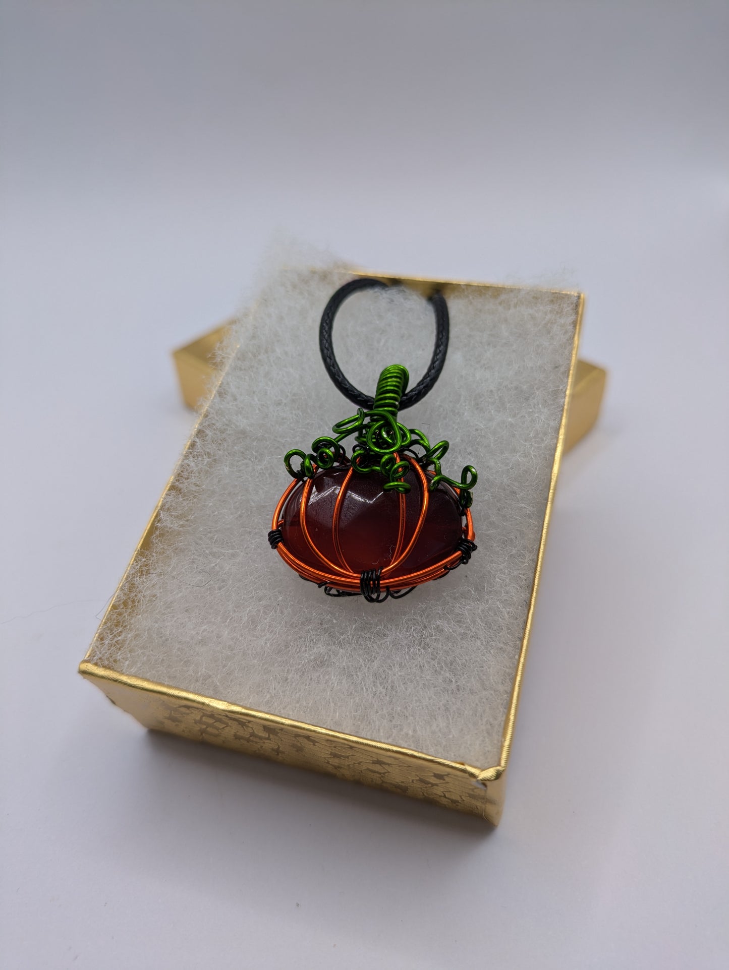 Carnelian Pumpkin Halloween Necklace