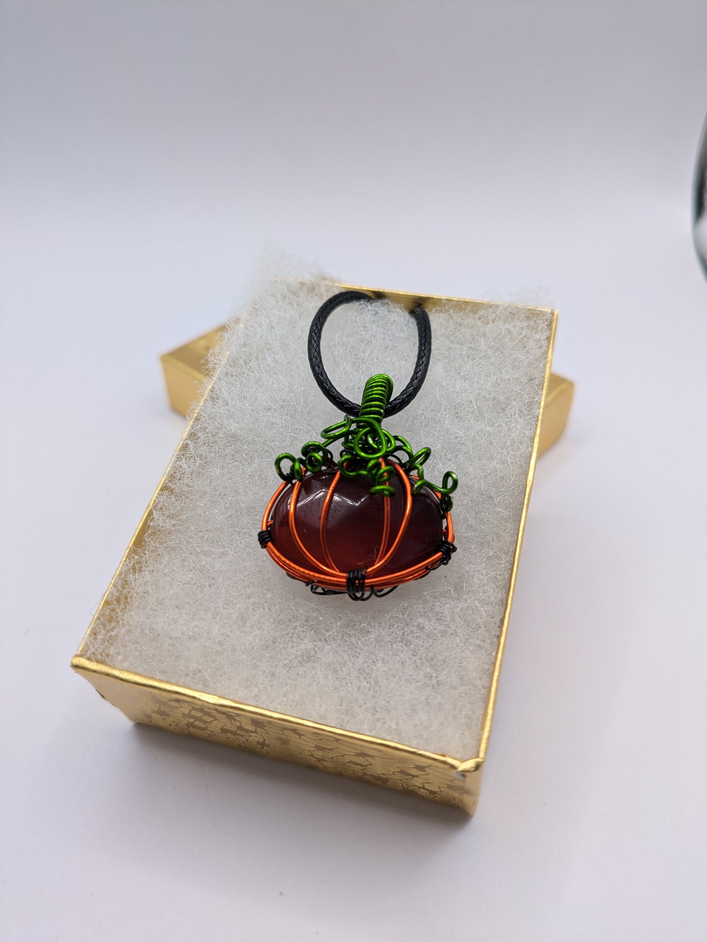 Carnelian Pumpkin Halloween Necklace