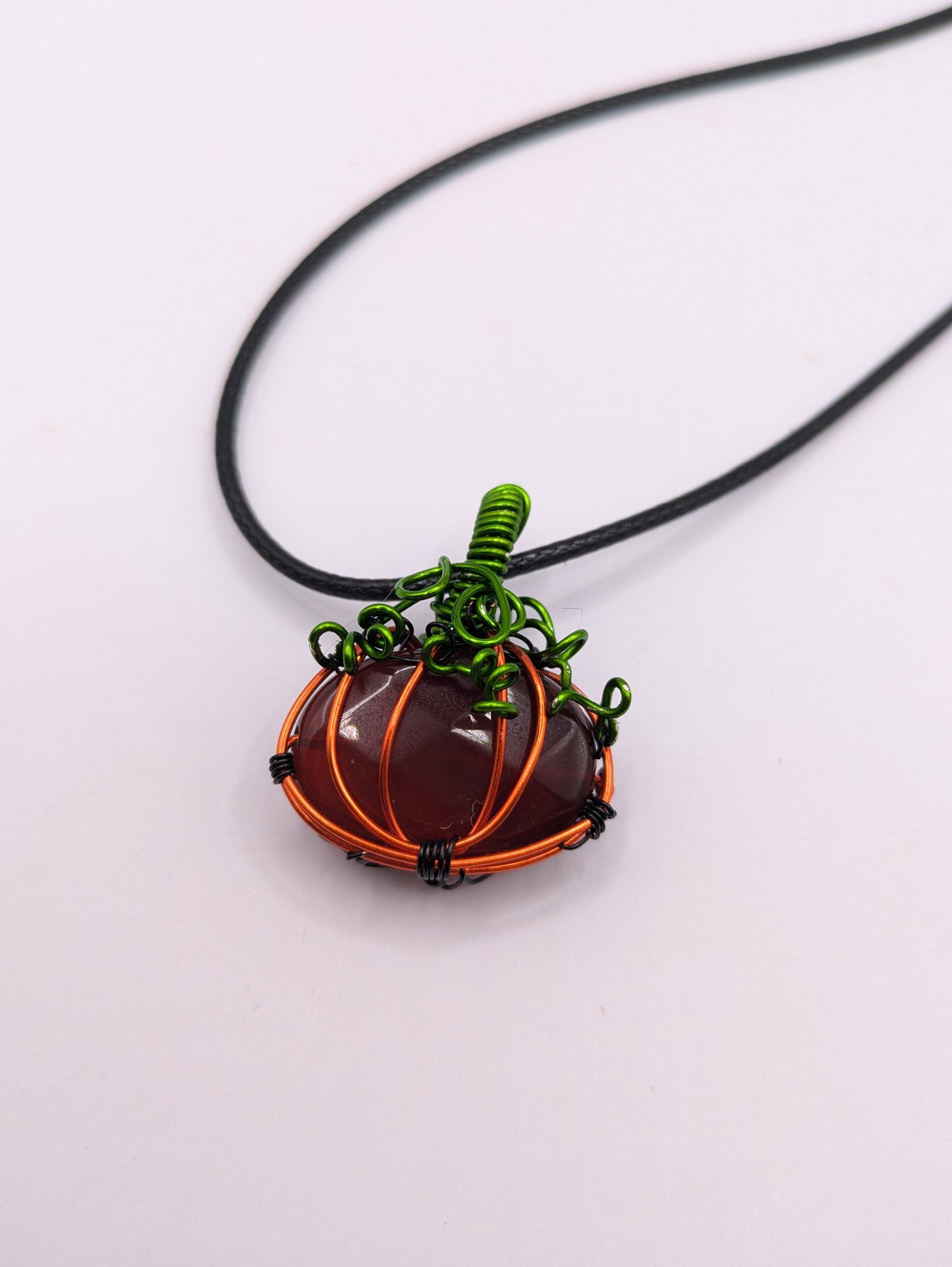 Carnelian Pumpkin Halloween Necklace