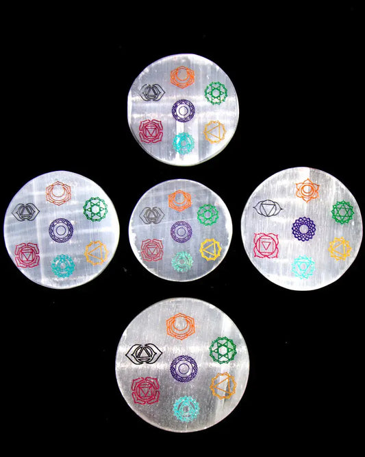 Selenite Chakra Plate - Round