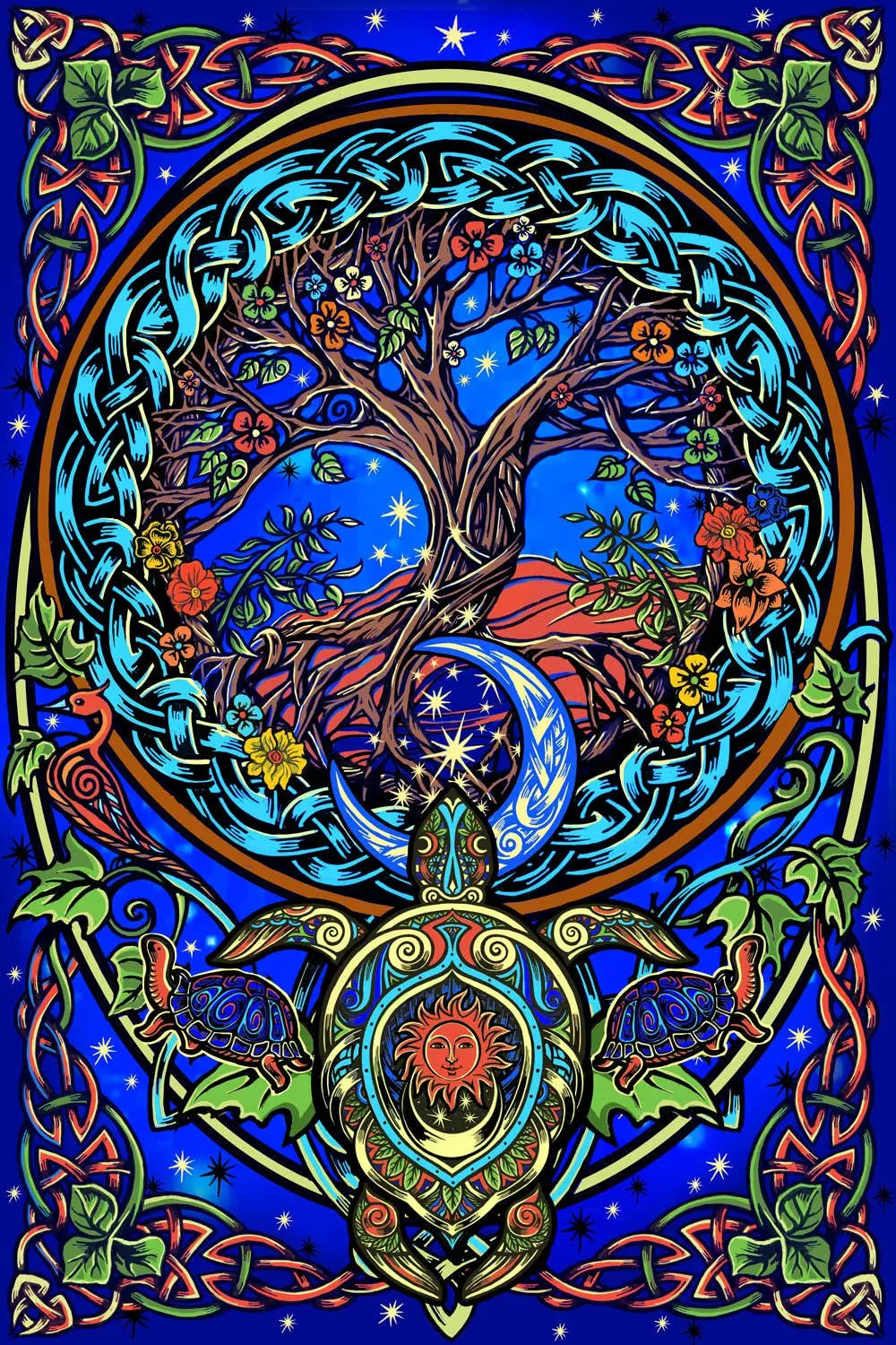 3D Tree Of Life Tortoise Tapestry